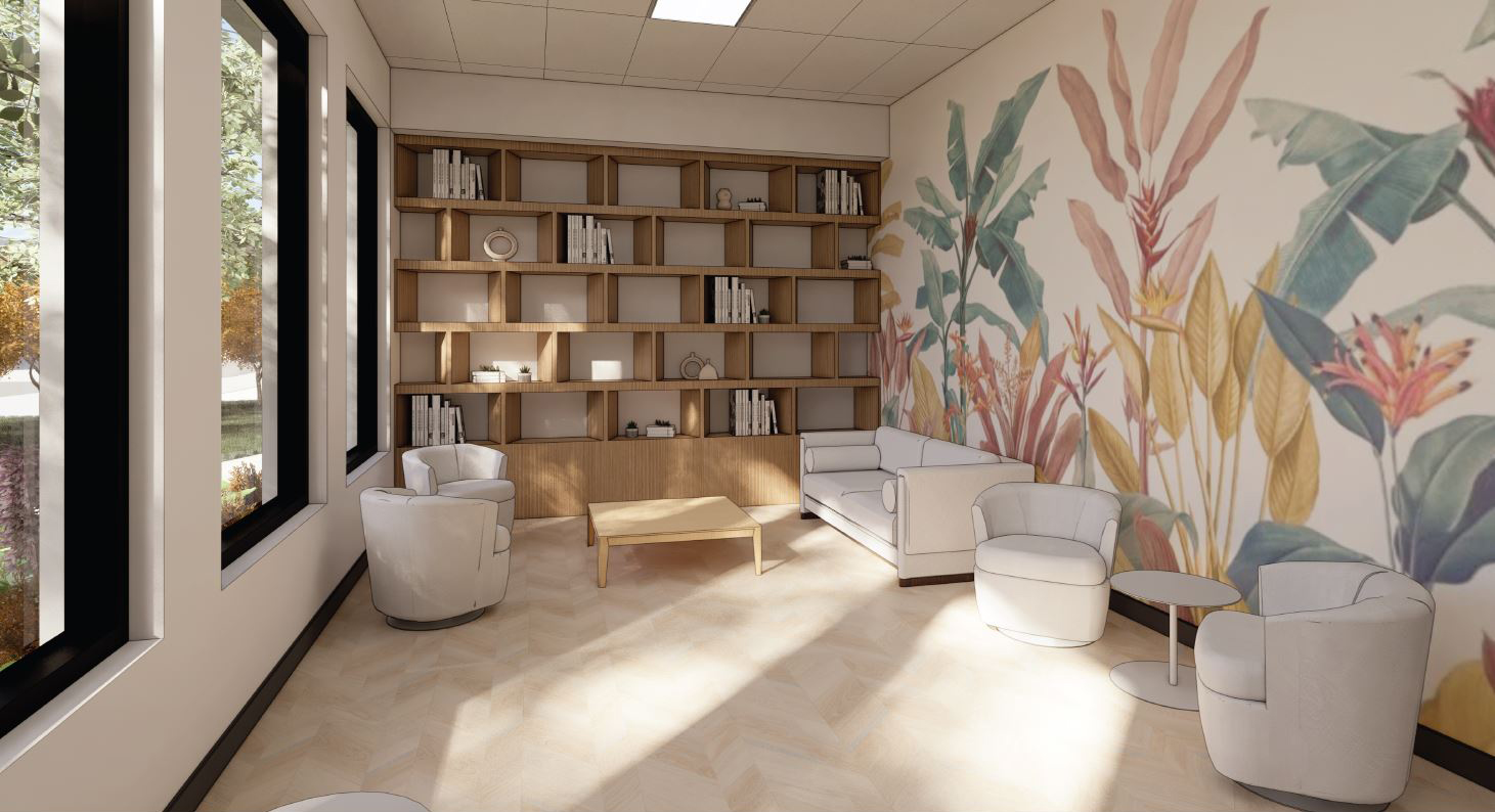 Light, airy, and cozy reading room.